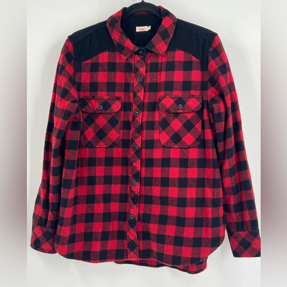 FAHERTY Women’s Daly Shirt Collins Plaid Red and Black Cotton Flannel Size Large - Picture 2 of 15
